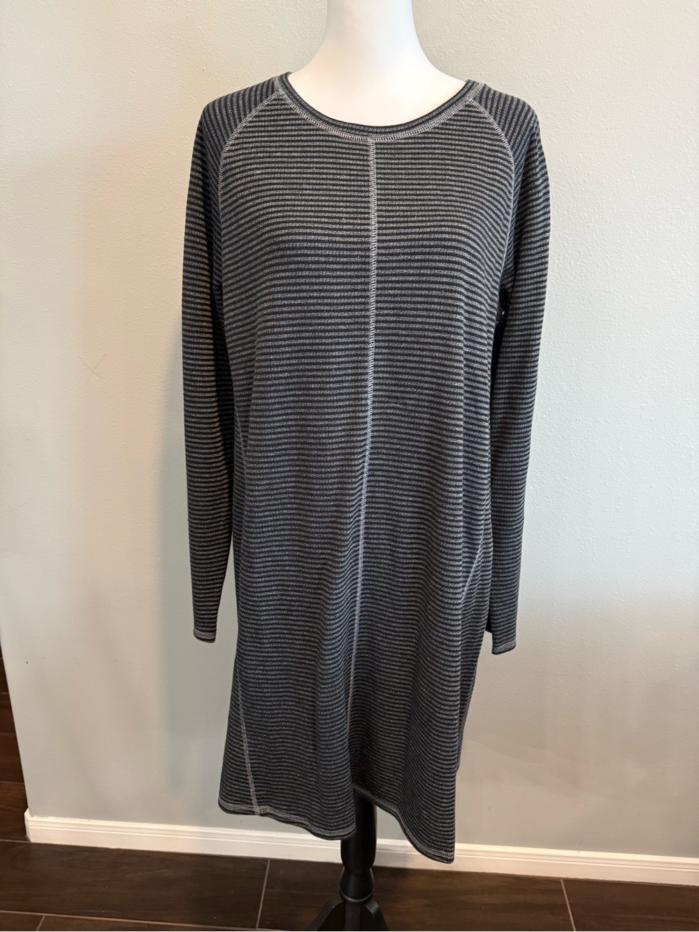 J. Jill Striped Crewneck Sweater Dress Casual Cozy Minimalist Everyday NEW Large